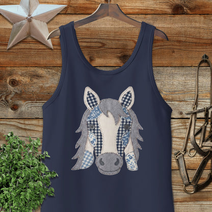 Faux Patchwork Horse Tank Top