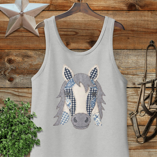 Faux Patchwork Horse Tank Top
