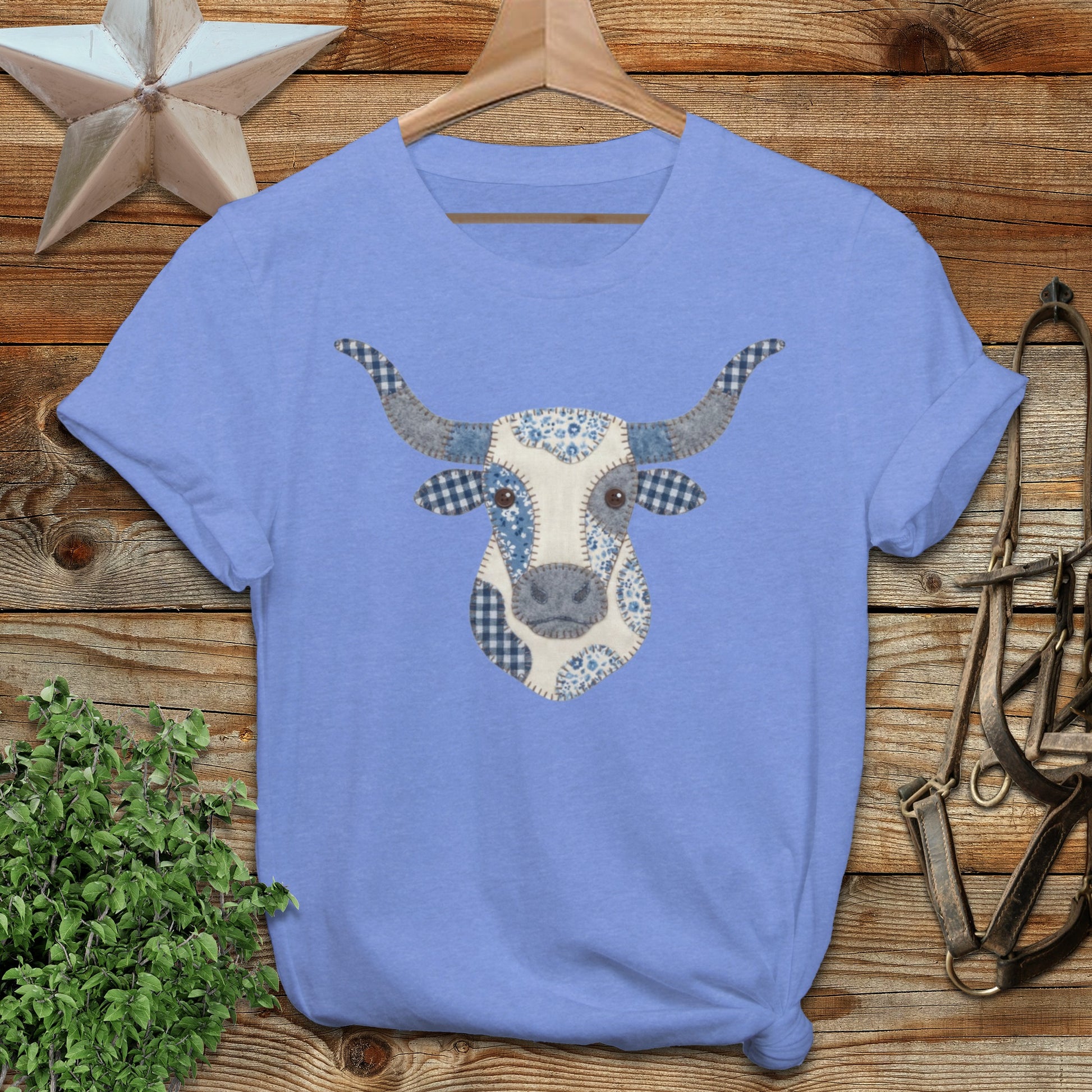 Faux Patchwork Longhorn Softstyle Tee