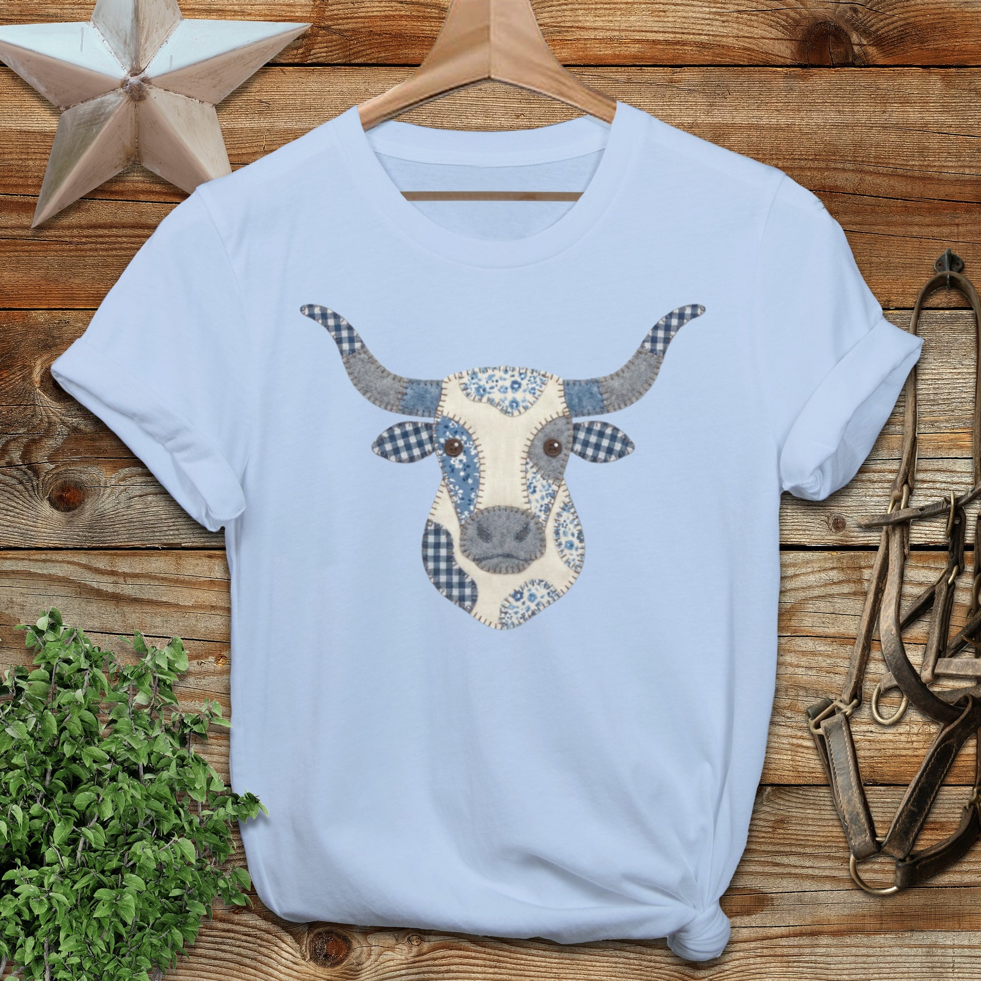 Faux Patchwork Longhorn Softstyle Tee