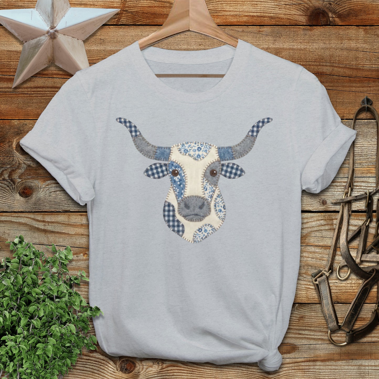 Faux Patchwork Longhorn Softstyle Tee