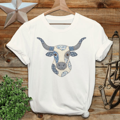 Faux Patchwork Longhorn Softstyle Tee