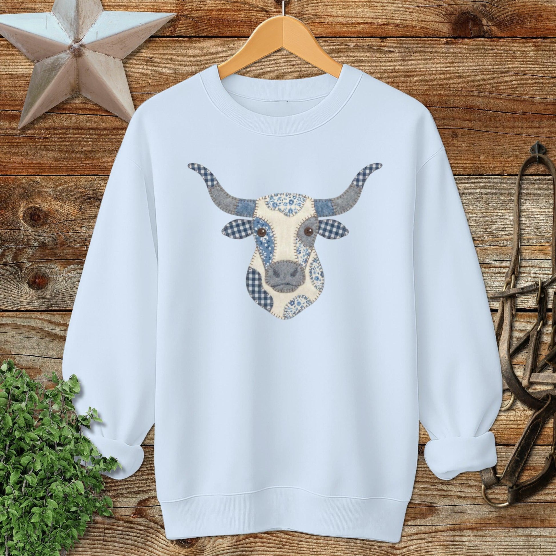 Faux Patchwork Longhorn Sweatshirt