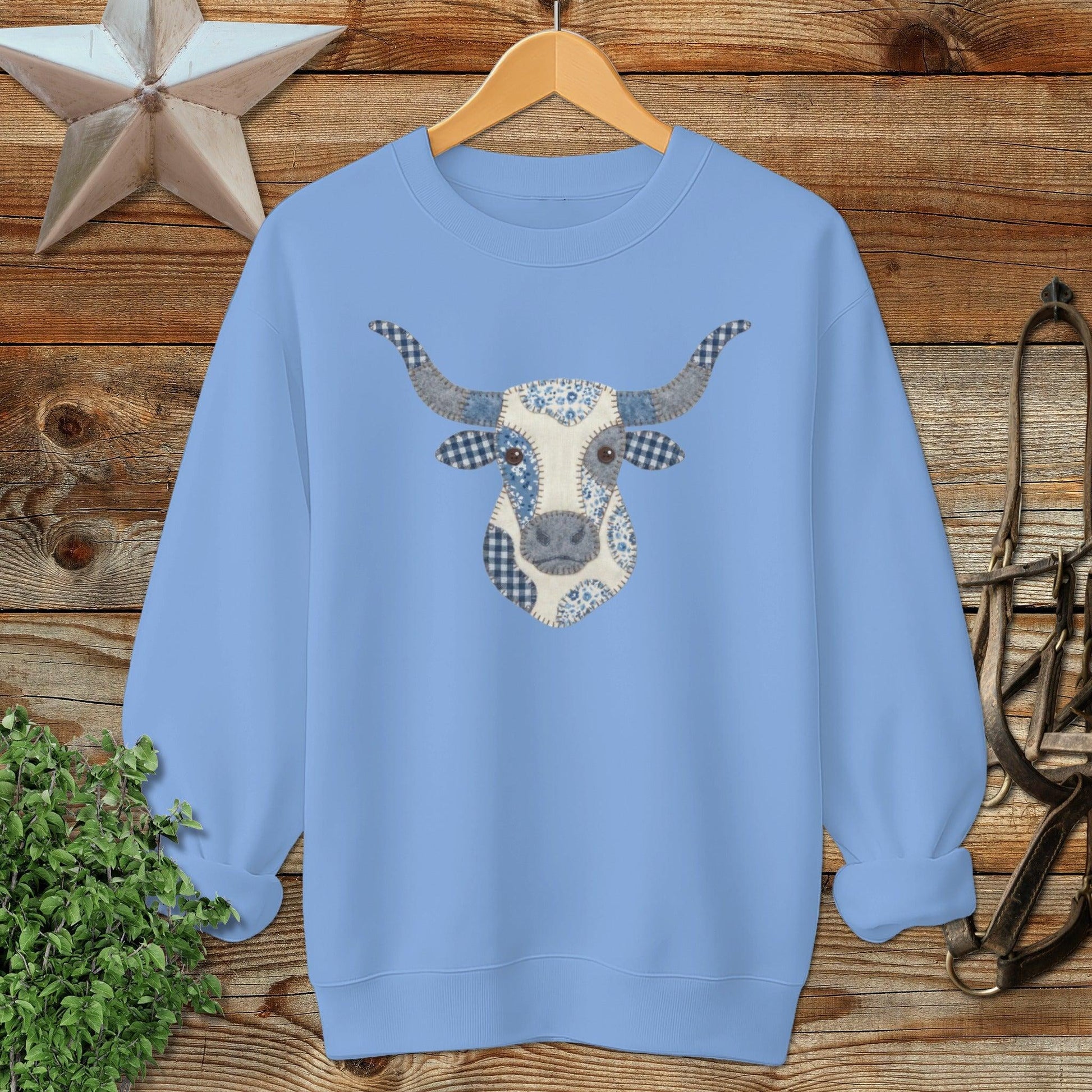 Faux Patchwork Longhorn Sweatshirt