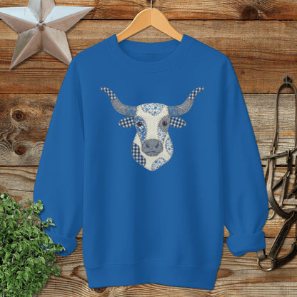 Faux Patchwork Longhorn Sweatshirt