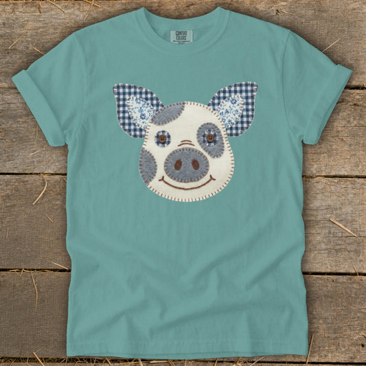 Faux Patchwork Pig Signature Tee