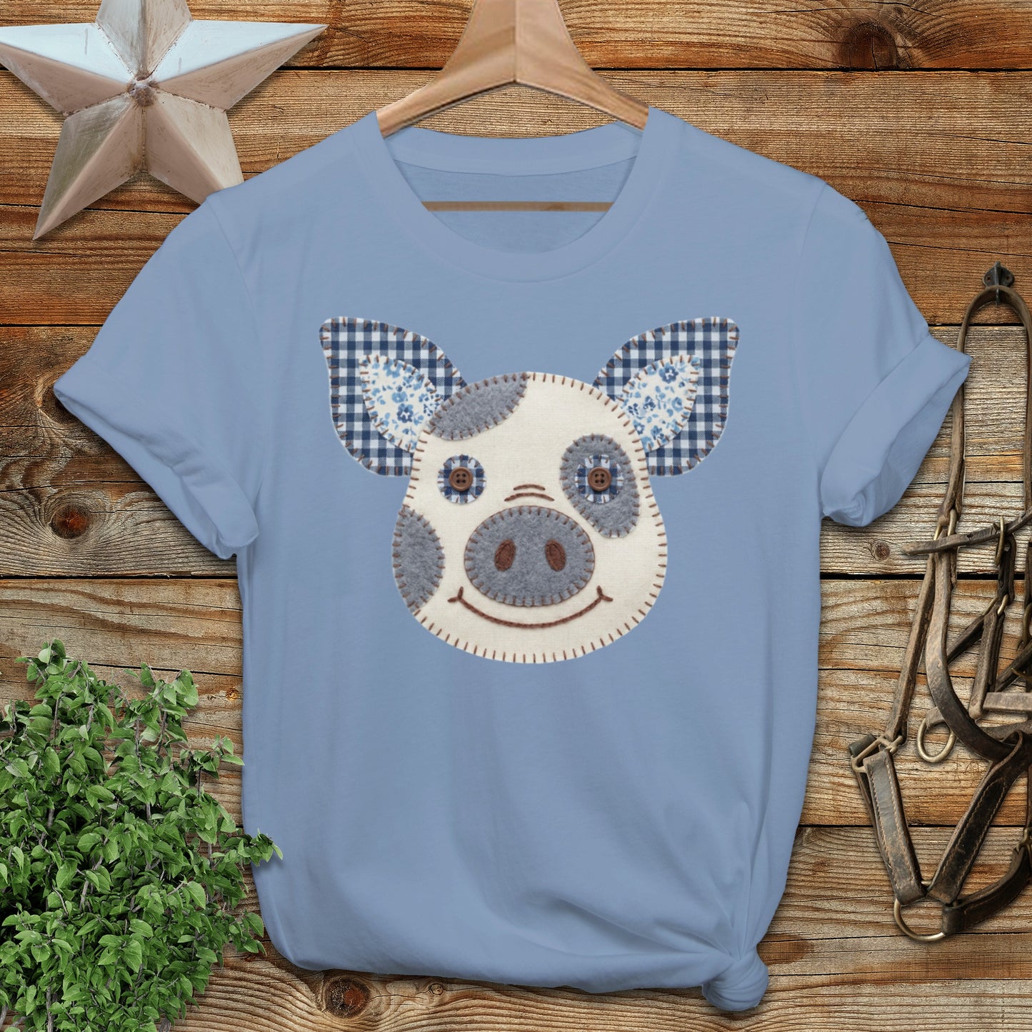Faux Patchwork Pig Softstyle Tee