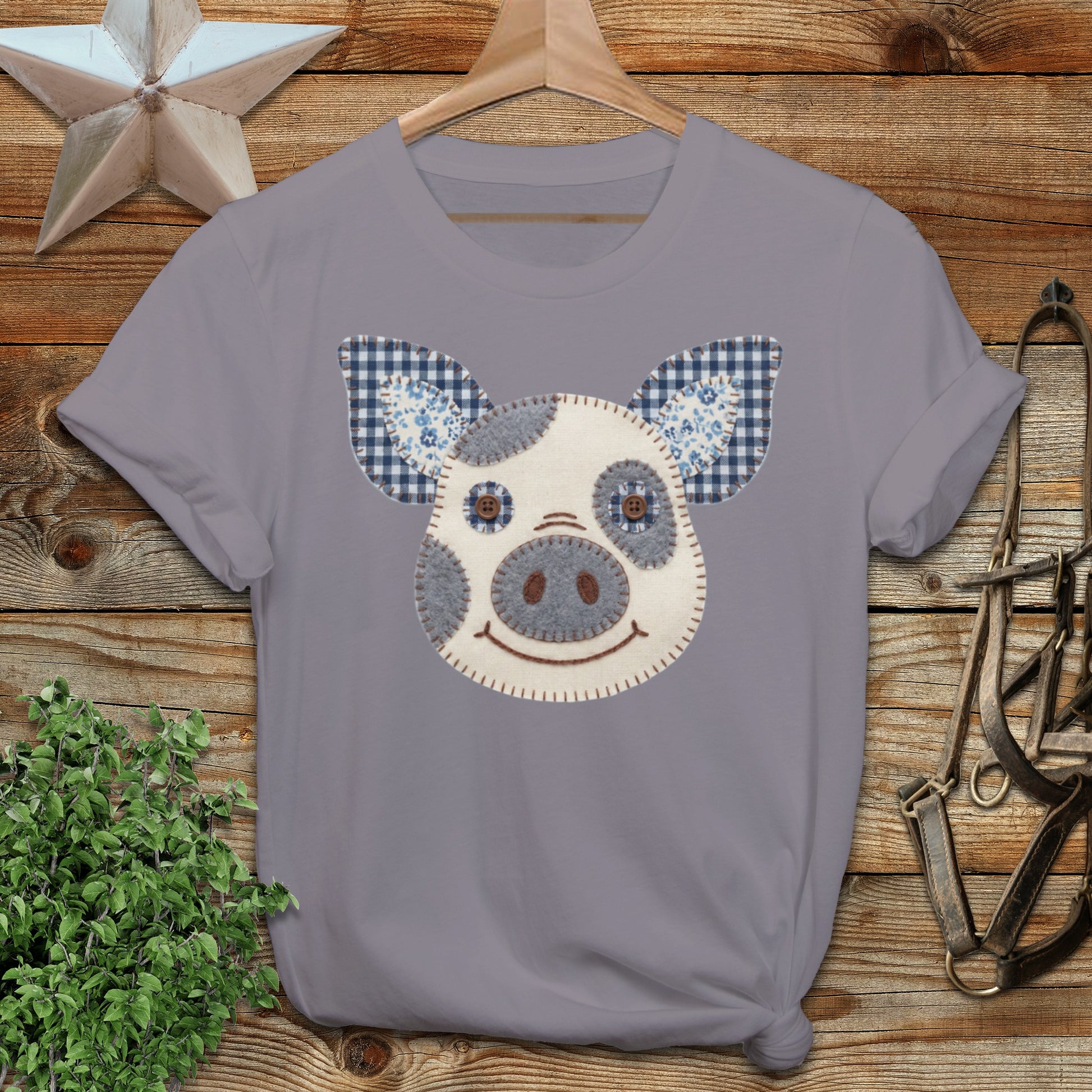 Faux Patchwork Pig Softstyle Tee