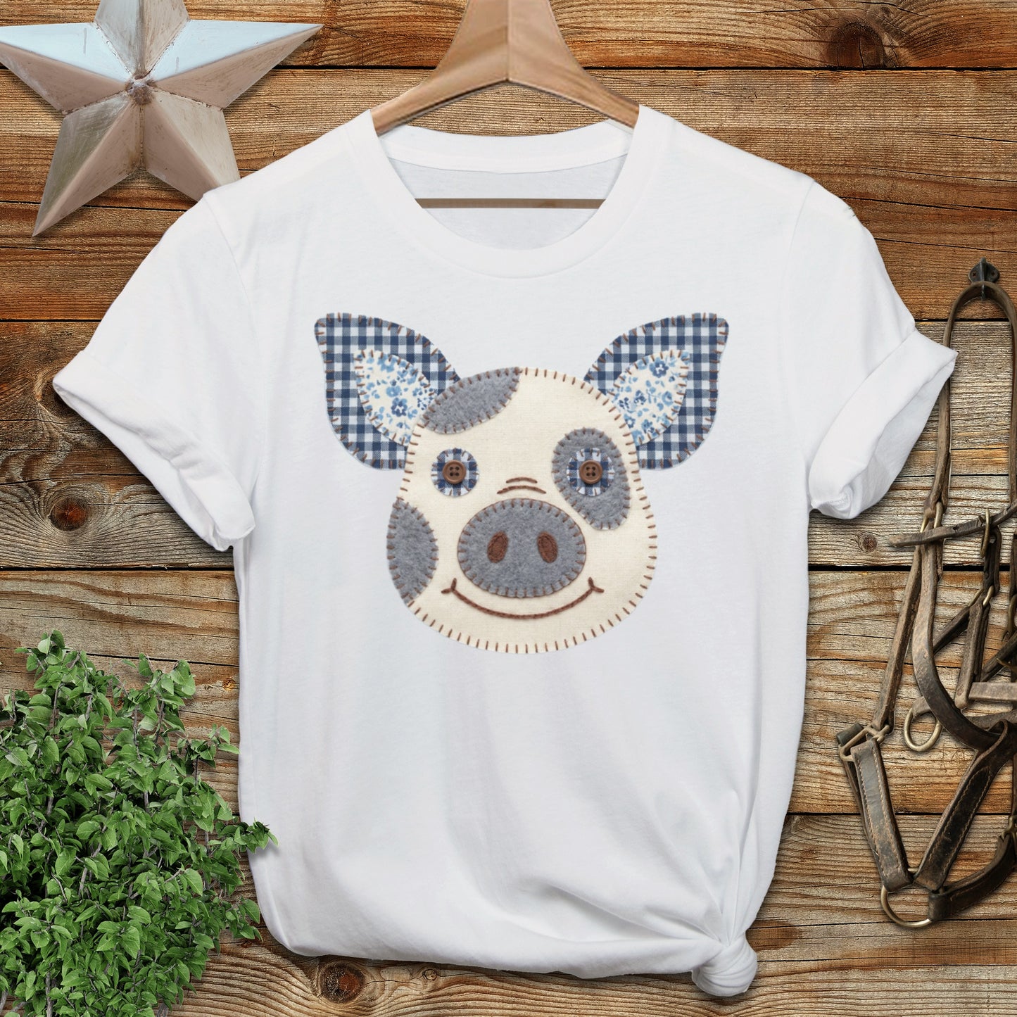 Faux Patchwork Pig Softstyle Tee