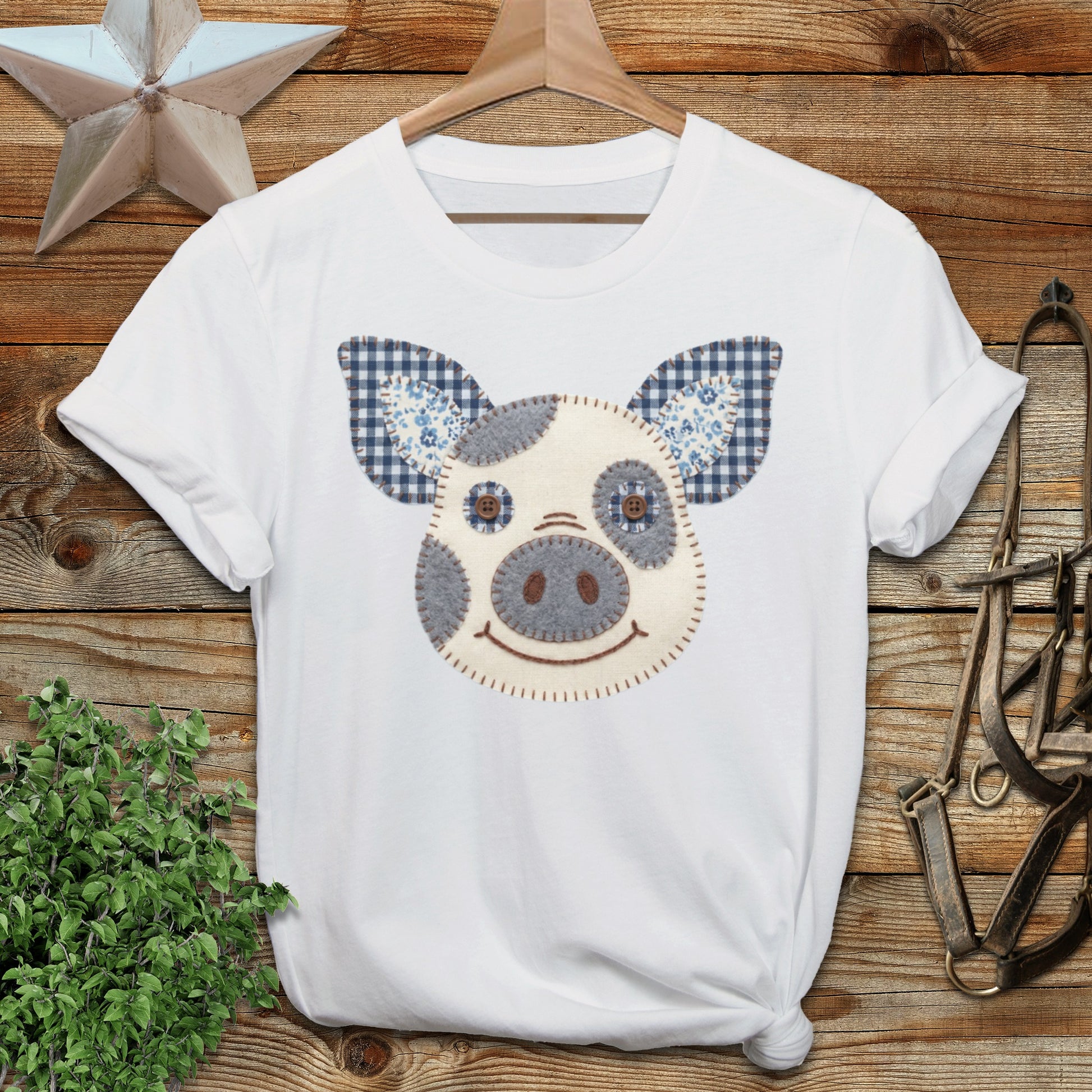 Faux Patchwork Pig Softstyle Tee