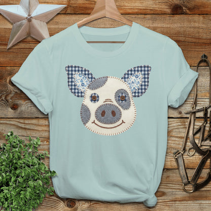 Faux Patchwork Pig Softstyle Tee