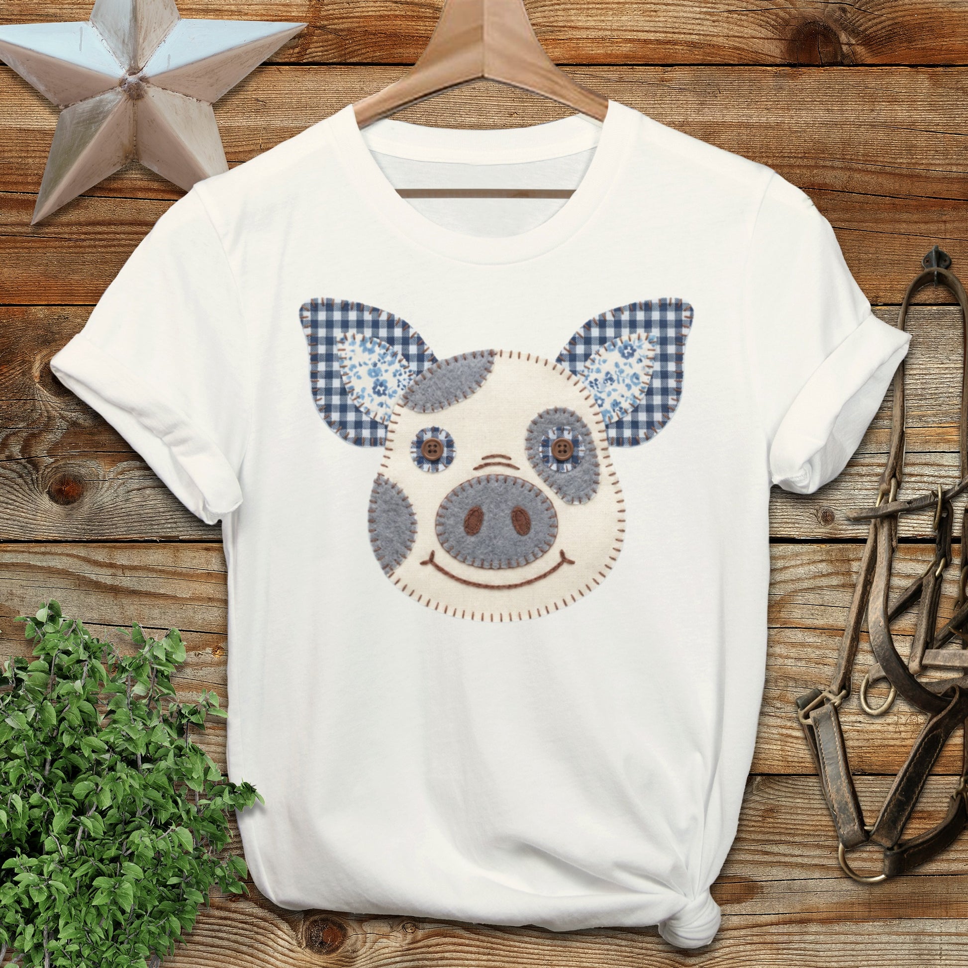 Faux Patchwork Pig Softstyle Tee