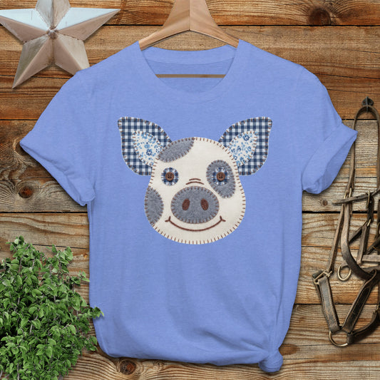 Faux Patchwork Pig Softstyle Tee