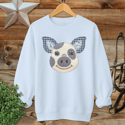 Faux Patchwork Pig Sweatshirt