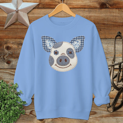 Faux Patchwork Pig Sweatshirt