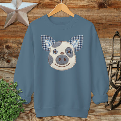 Faux Patchwork Pig Sweatshirt