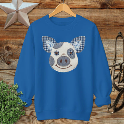 Faux Patchwork Pig Sweatshirt