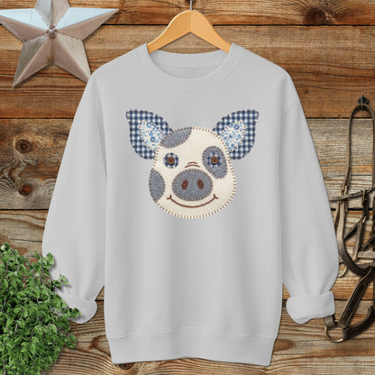 Faux Patchwork Pig Sweatshirt