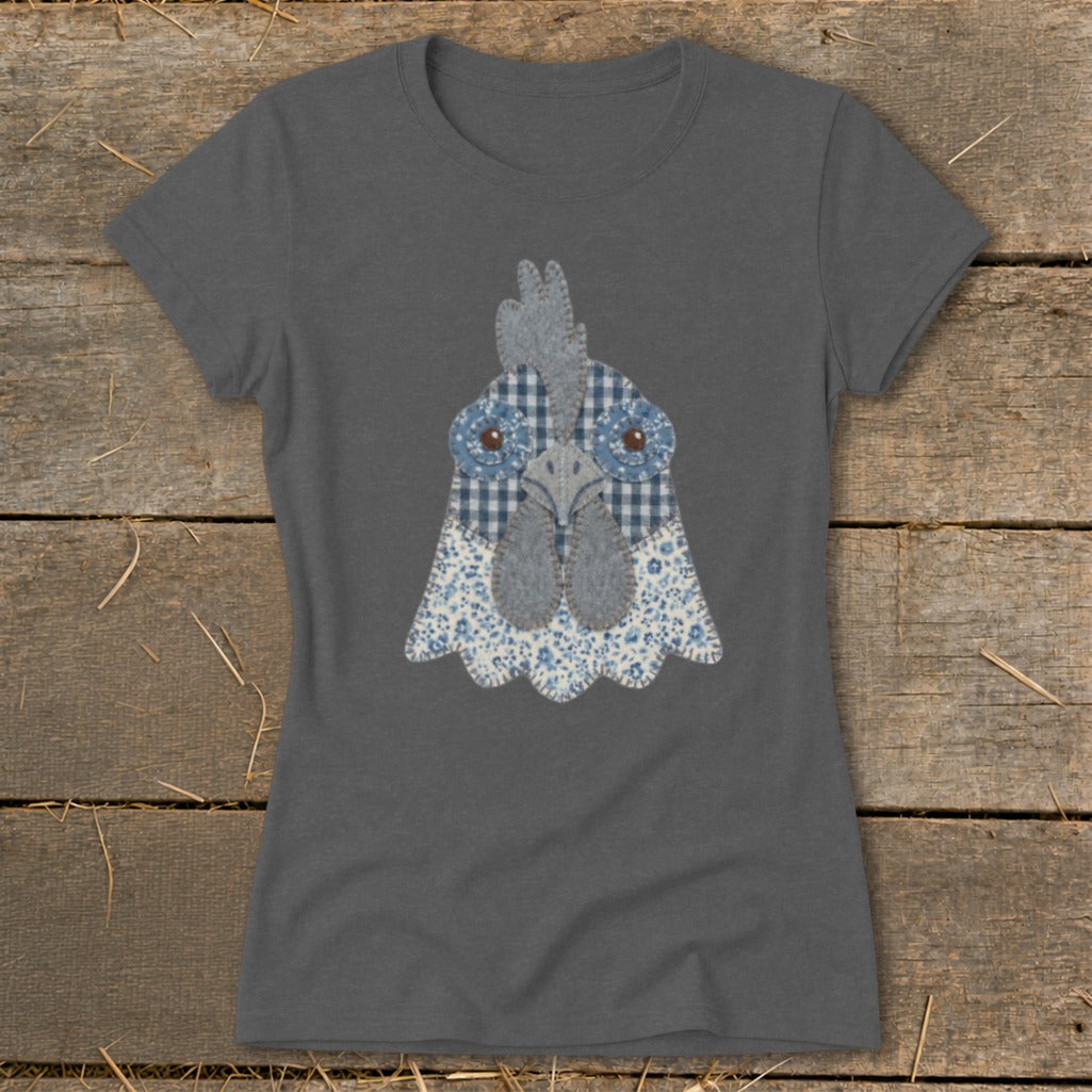 Faux Patchwork Rooster Ladies Tee