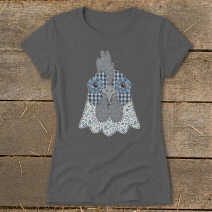 Faux Patchwork Rooster Ladies Tee