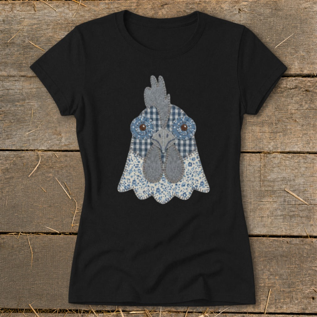 Faux Patchwork Rooster Ladies Tee