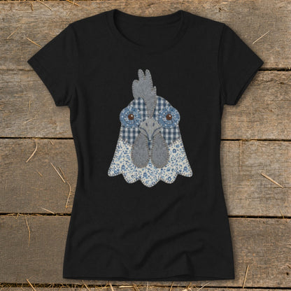 Faux Patchwork Rooster Ladies Tee