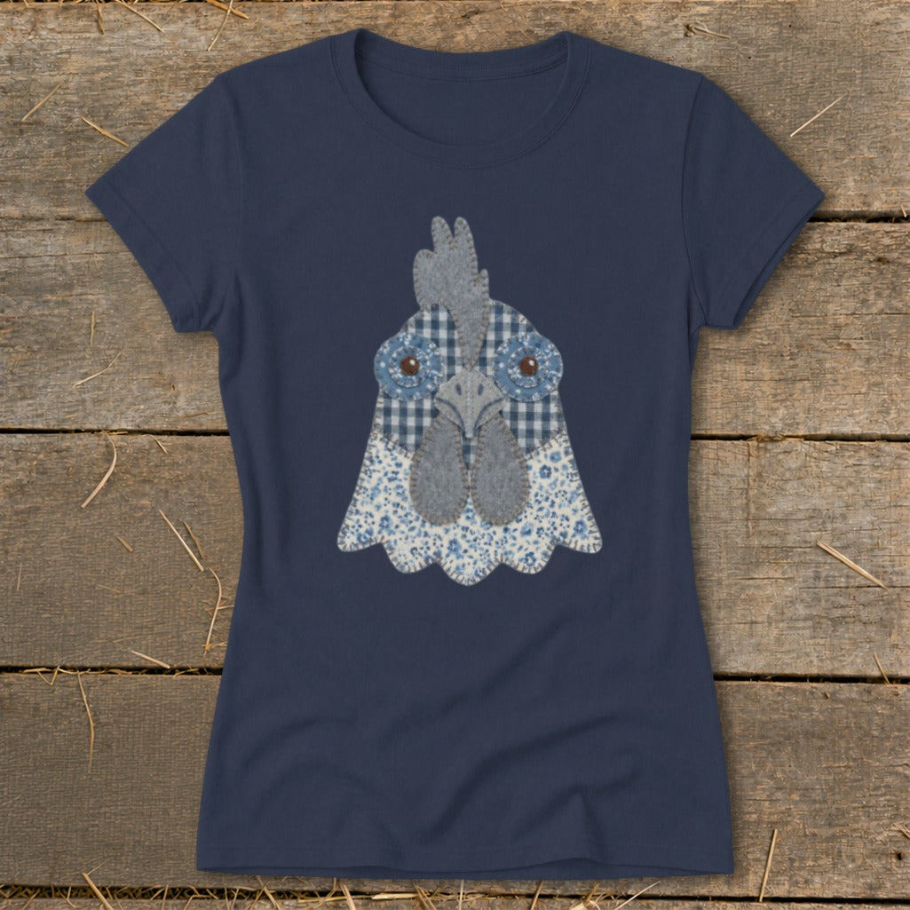 Faux Patchwork Rooster Ladies Tee