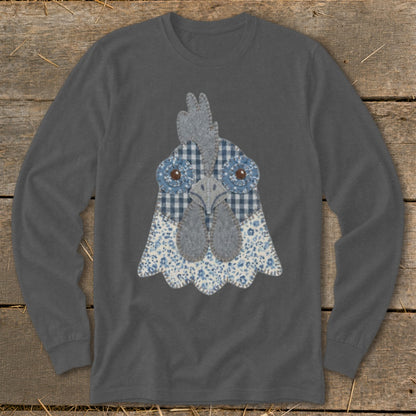 Faux Patchwork Rooster Long Sleeve Tee