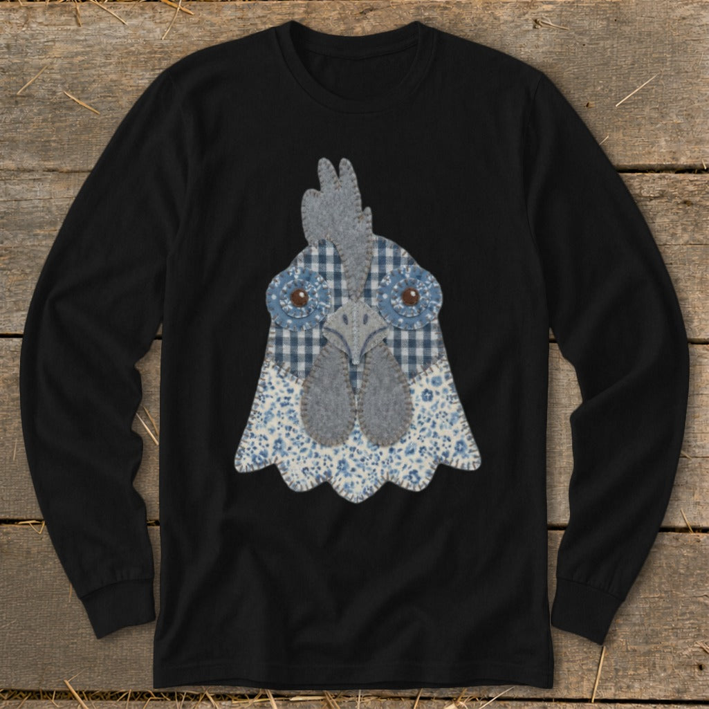 Faux Patchwork Rooster Long Sleeve Tee