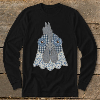 Faux Patchwork Rooster Long Sleeve Tee