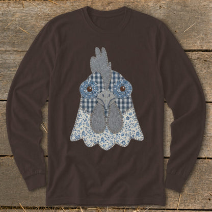 Faux Patchwork Rooster Long Sleeve Tee