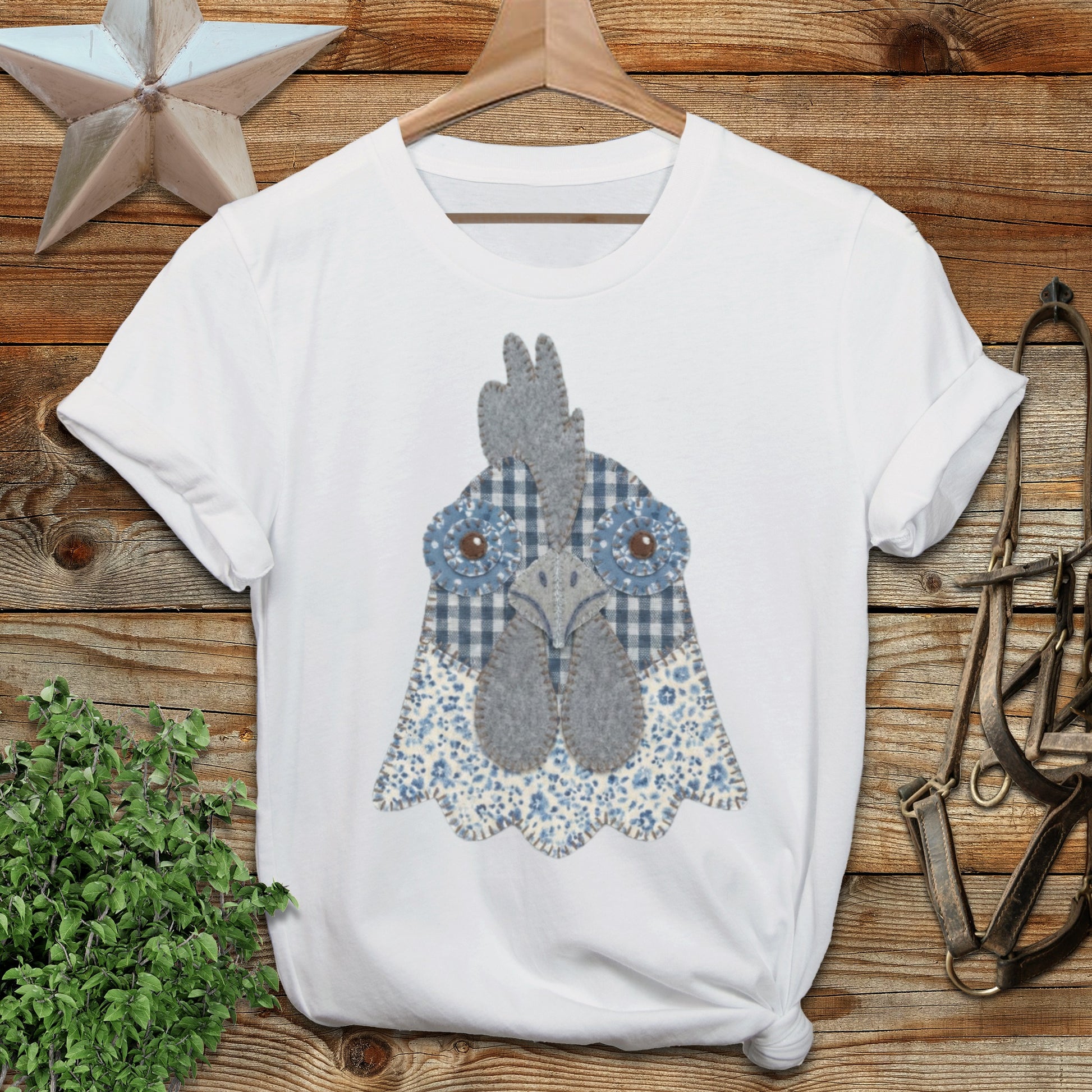 Faux Patchwork Rooster Softstyle Tee