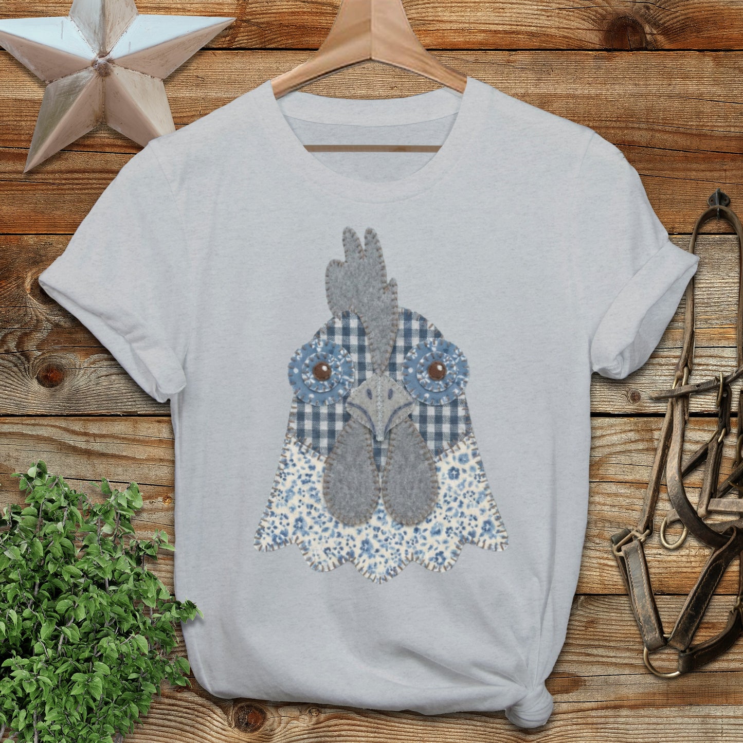 Faux Patchwork Rooster Softstyle Tee