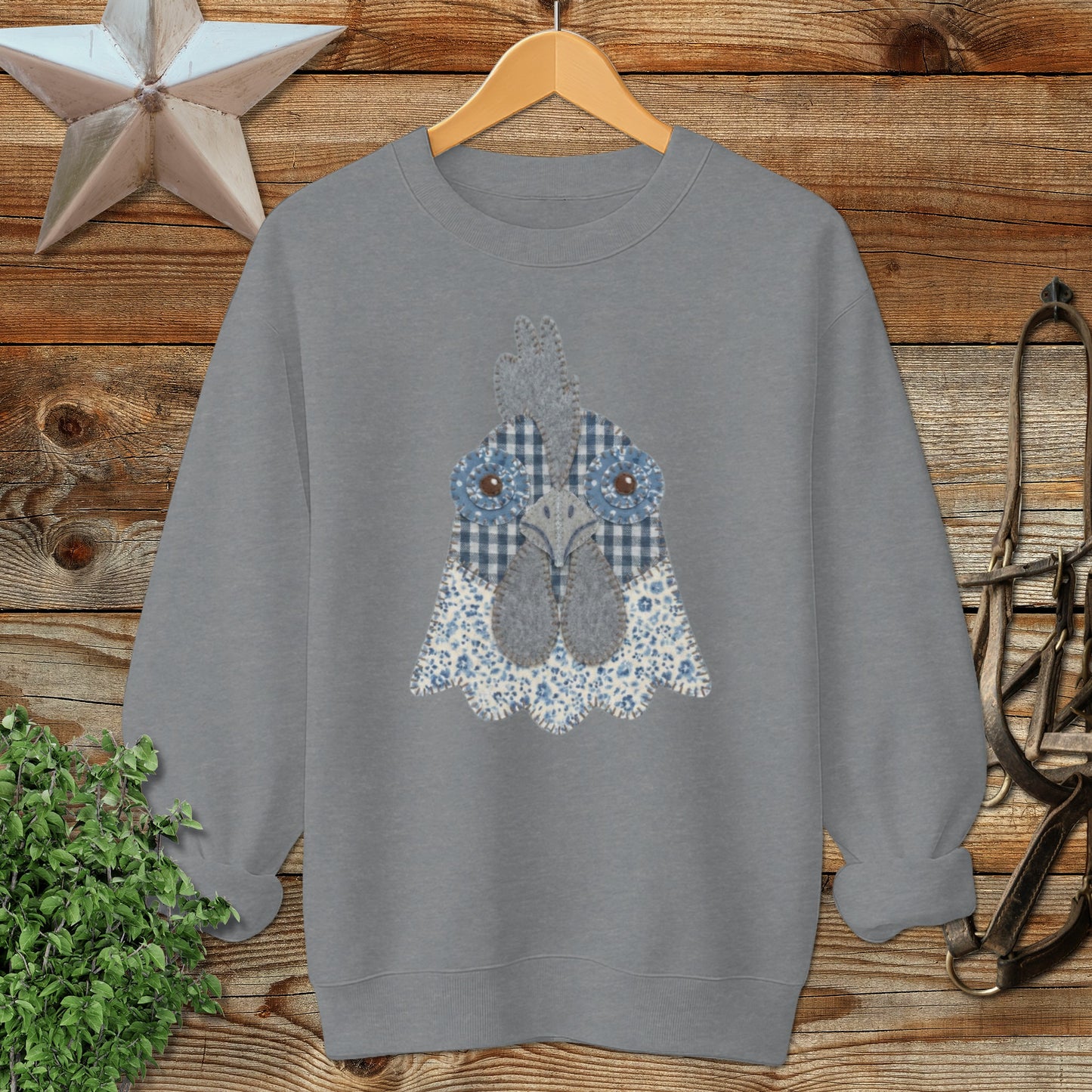 Faux Patchwork Rooster Sweatshirt