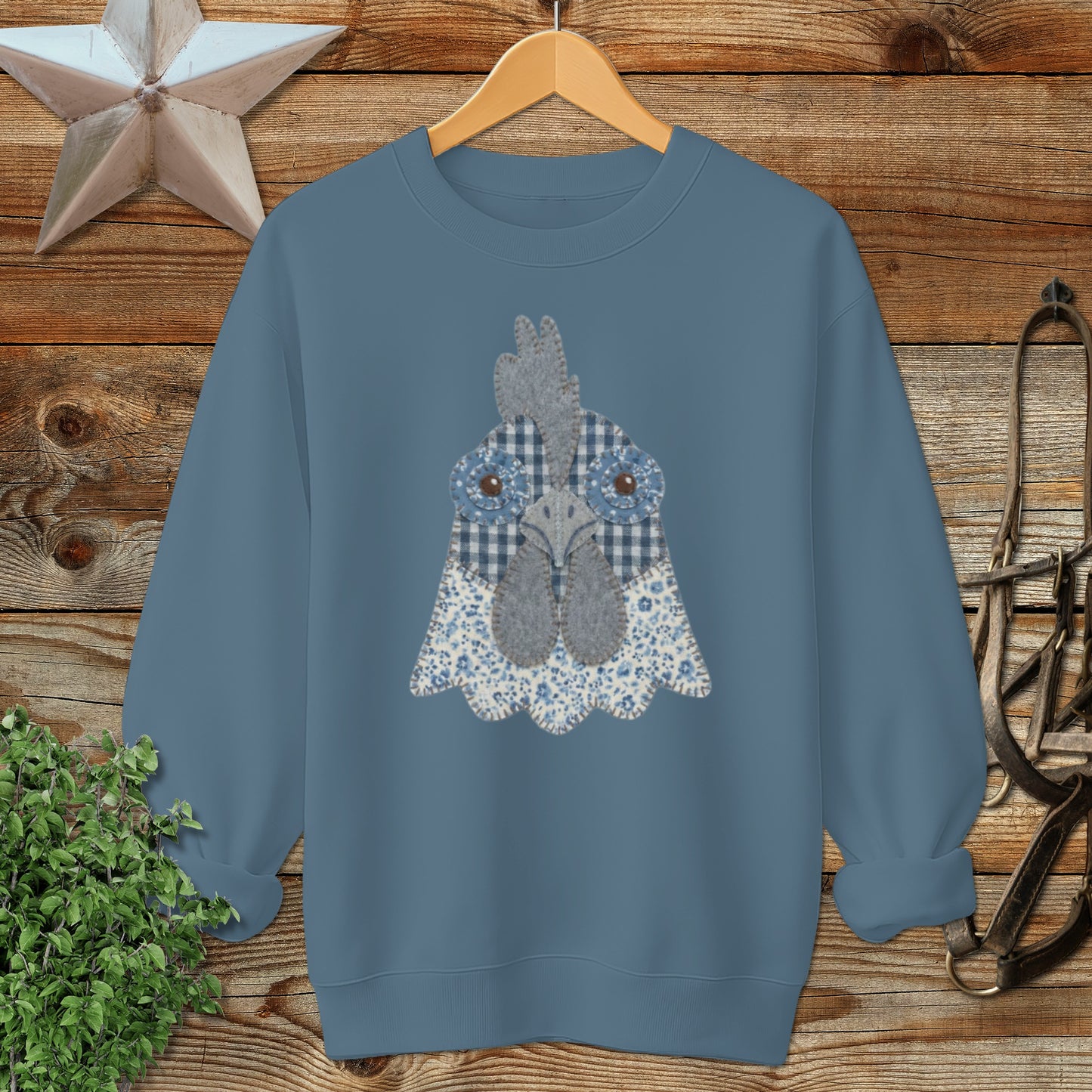 Faux Patchwork Rooster Sweatshirt