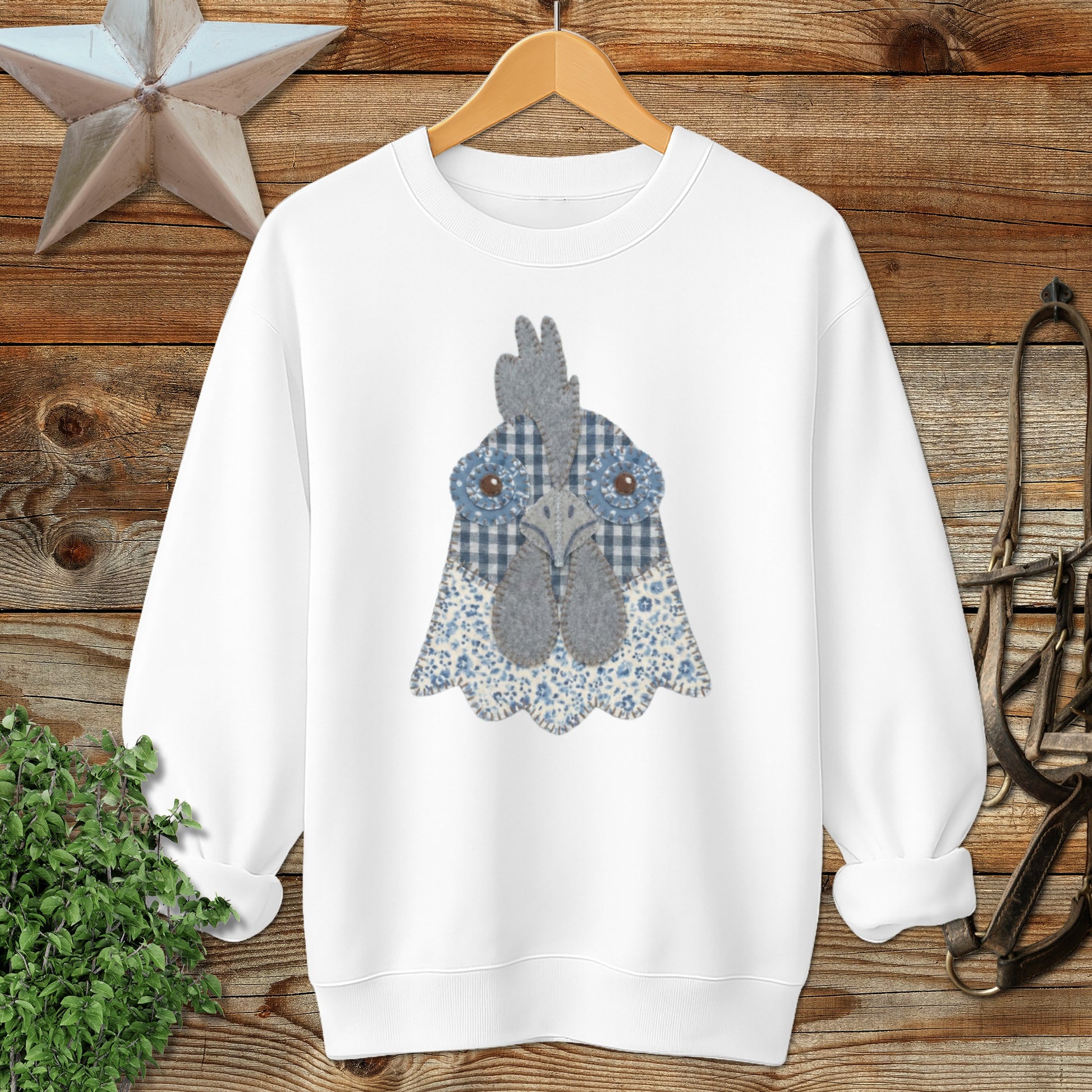 Faux Patchwork Rooster Sweatshirt