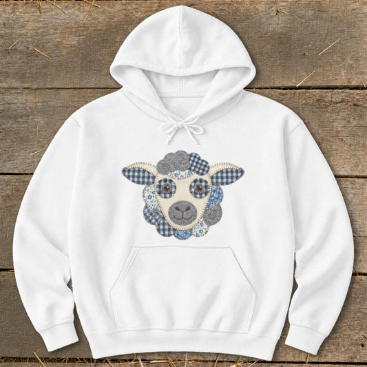 Faux Patchwork Sheep Hoodie - White