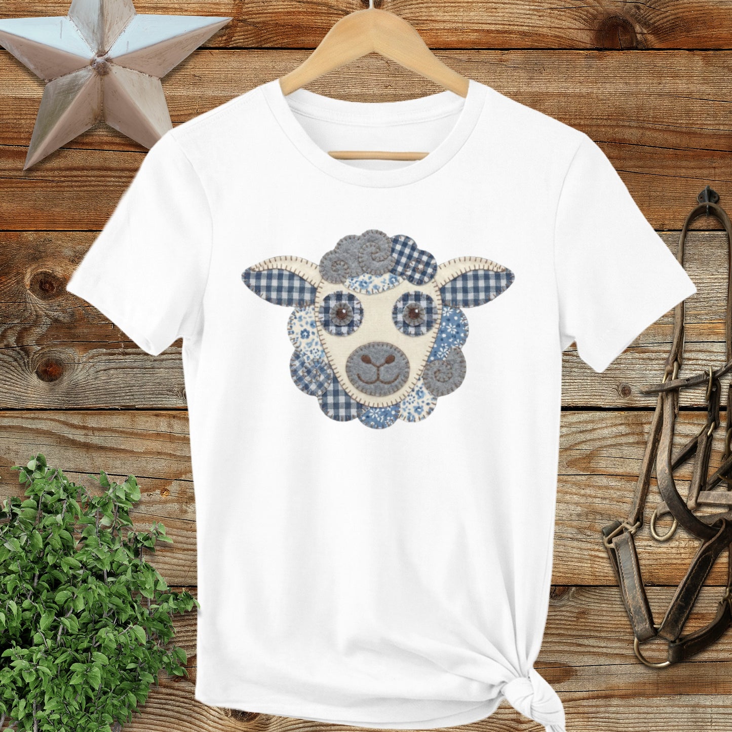 Faux Patchwork Sheep Ladies Tee