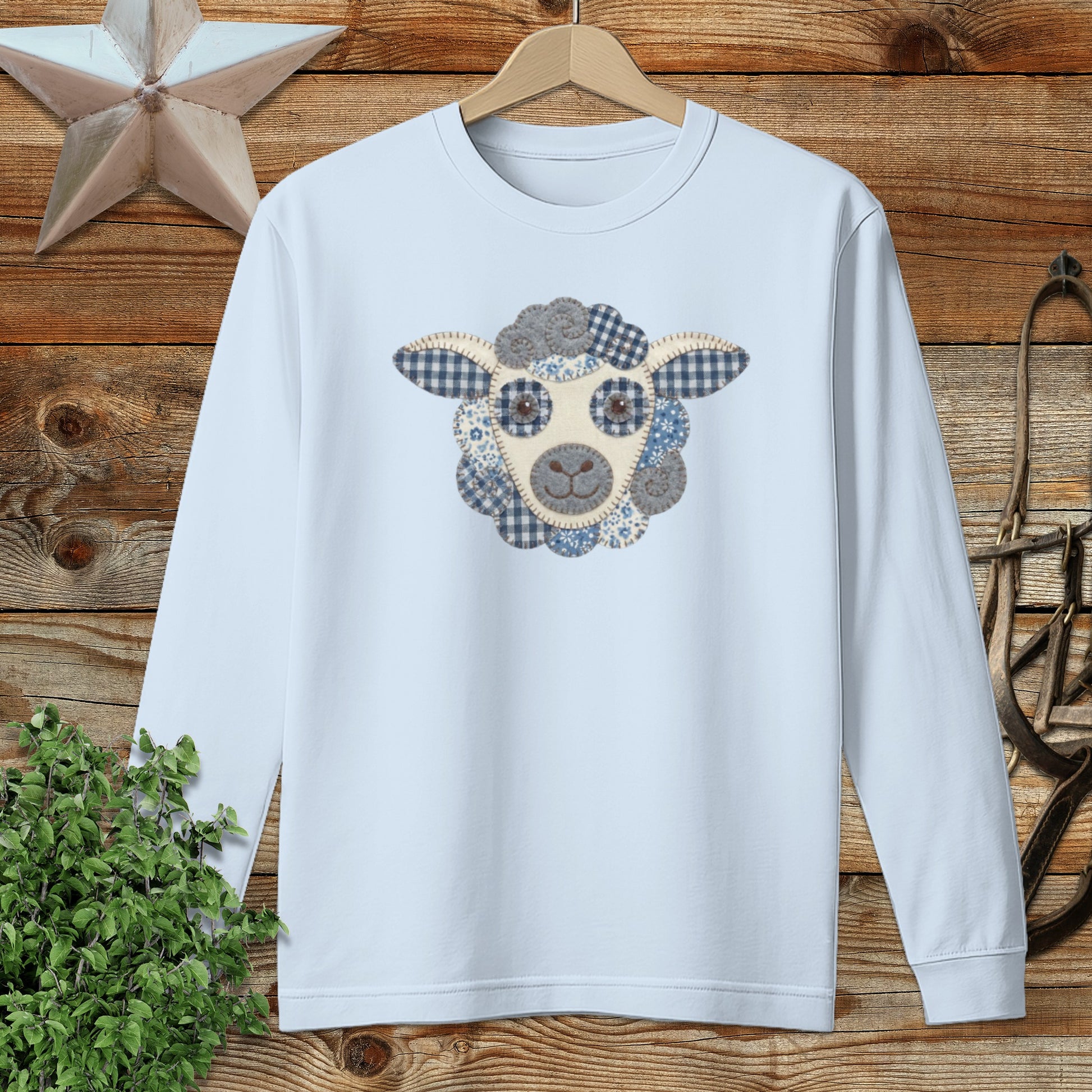 Faux Patchwork Sheep Long Sleeve Tee