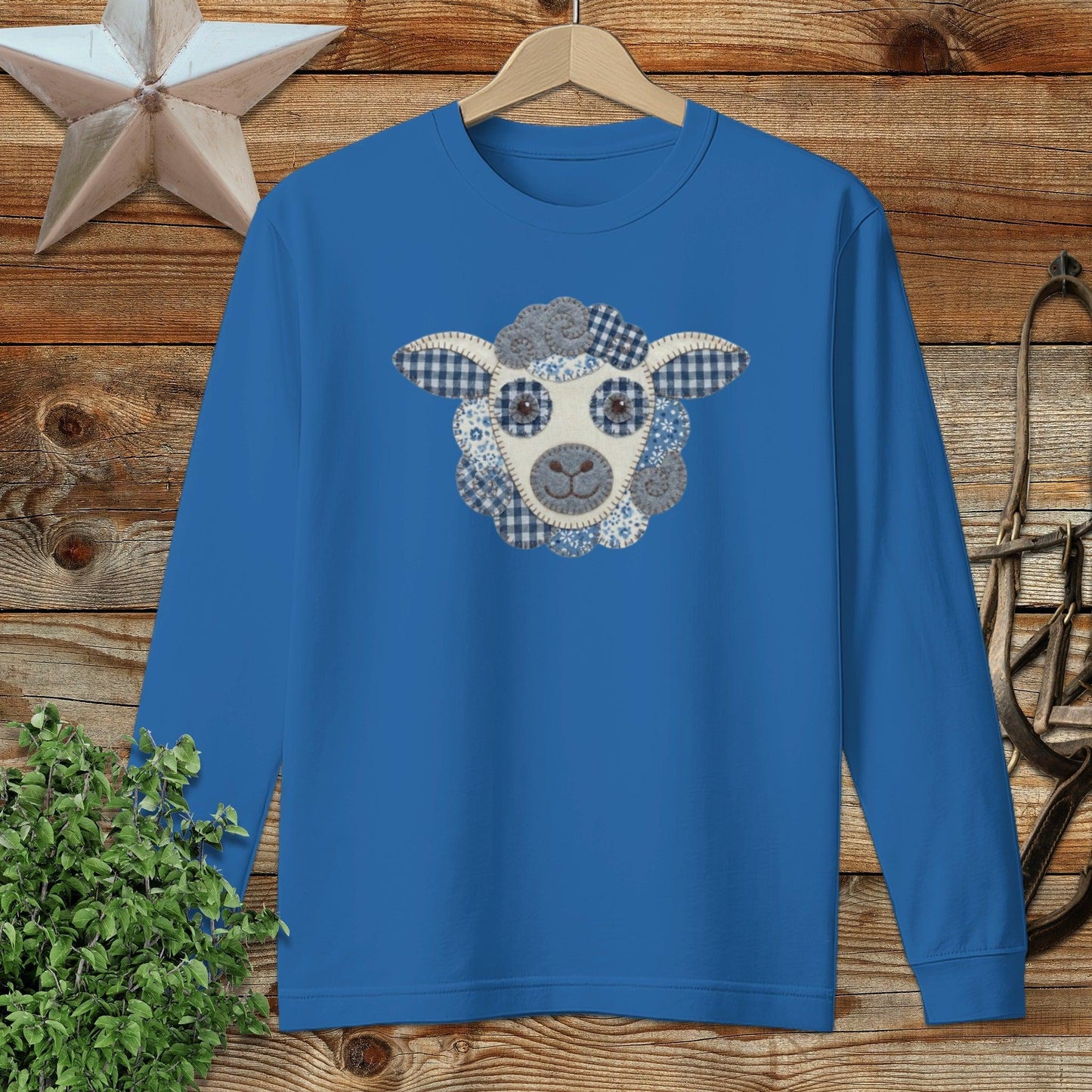 Faux Patchwork Sheep Long Sleeve Tee