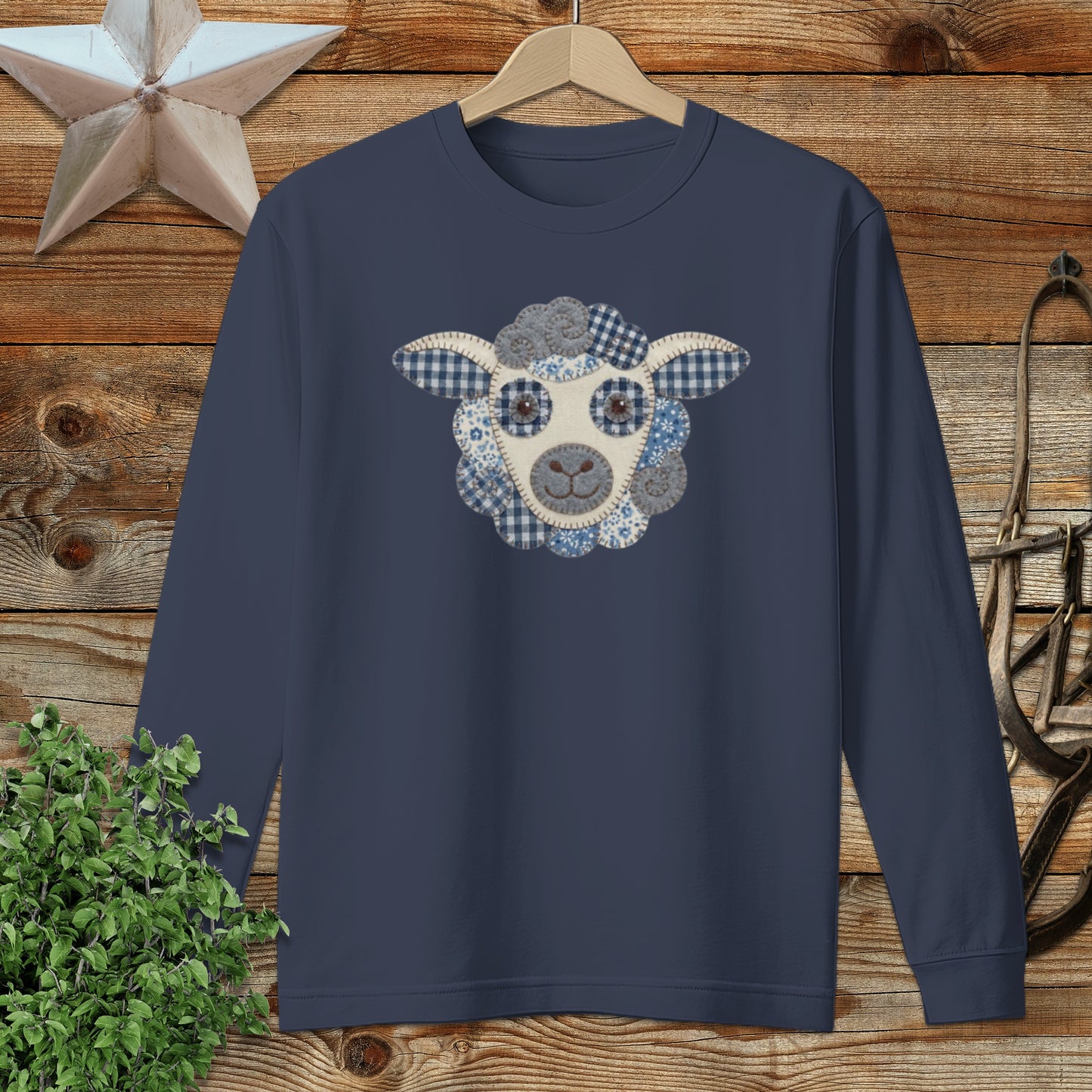 Faux Patchwork Sheep Long Sleeve Tee