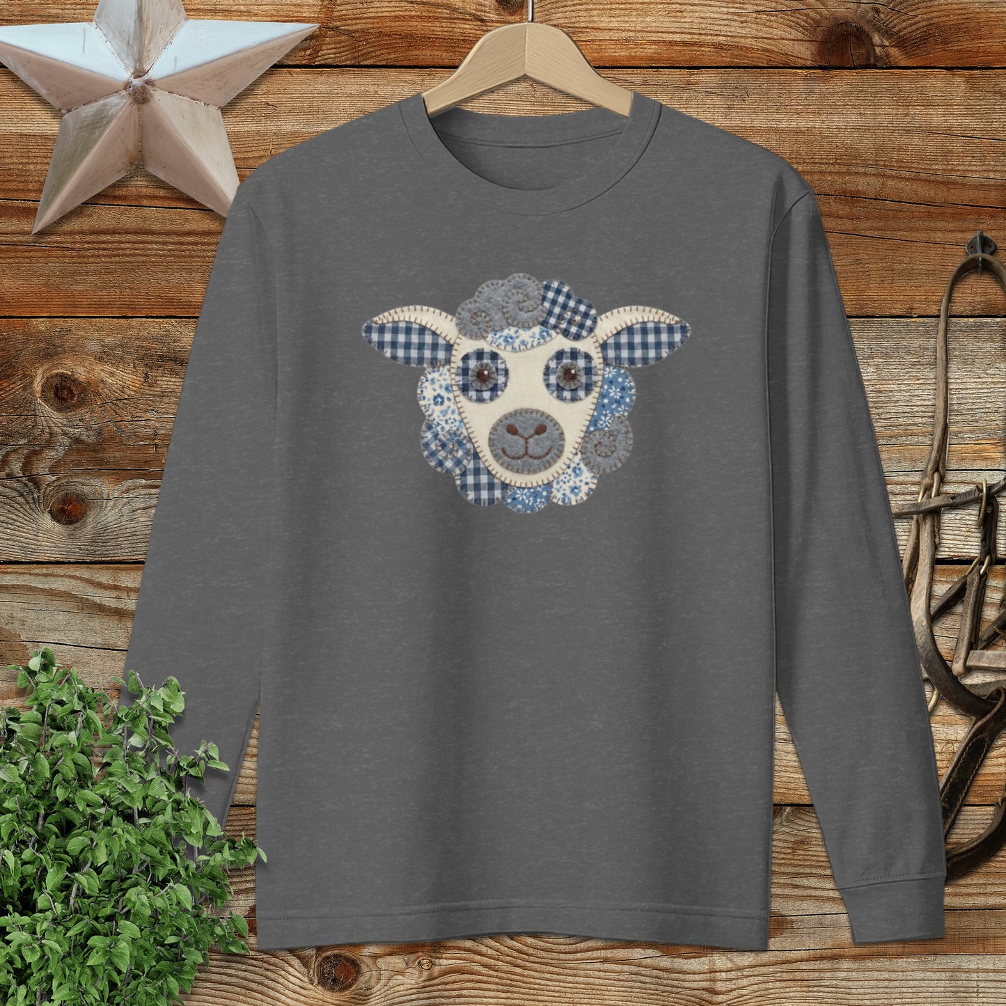 Faux Patchwork Sheep Long Sleeve Tee