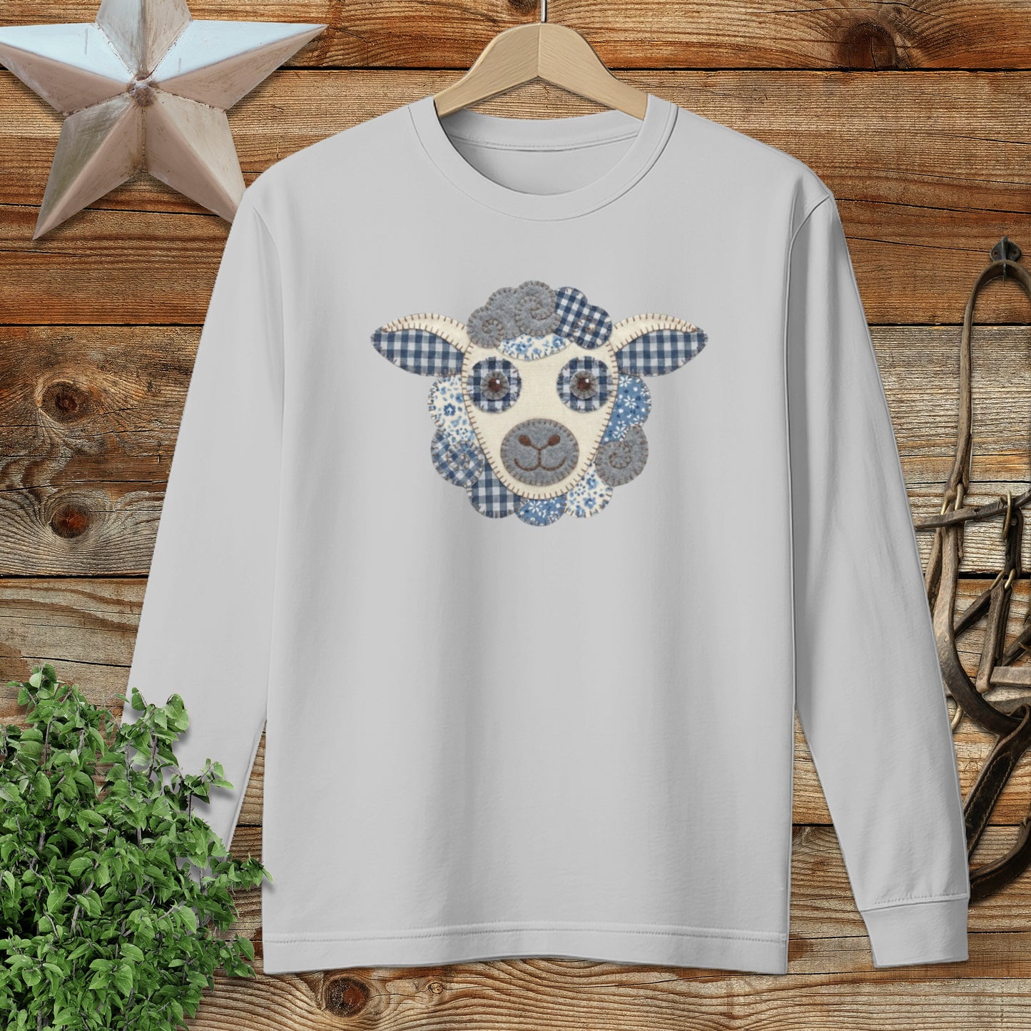 Faux Patchwork Sheep Long Sleeve Tee
