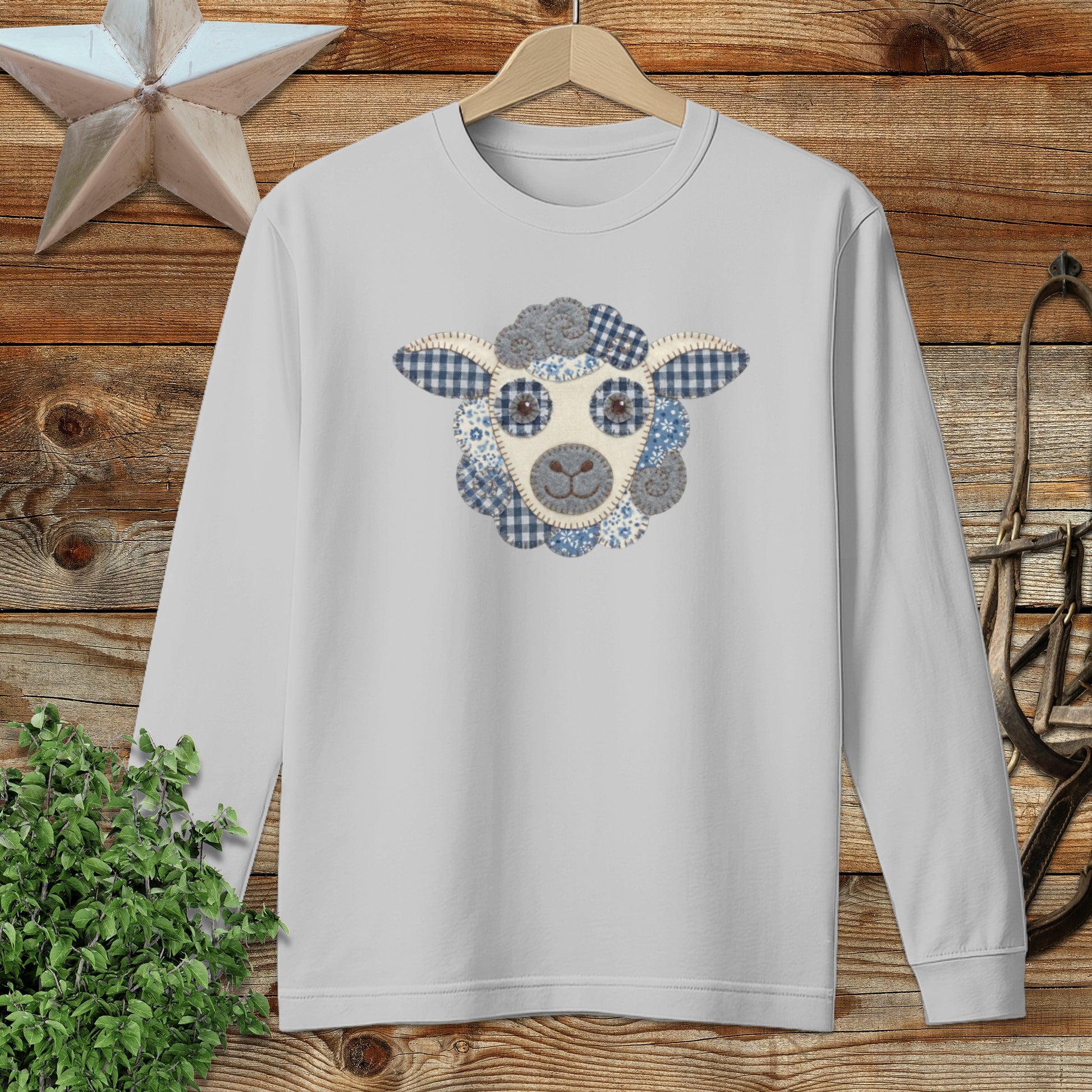Faux Patchwork Sheep Long Sleeve Tee
