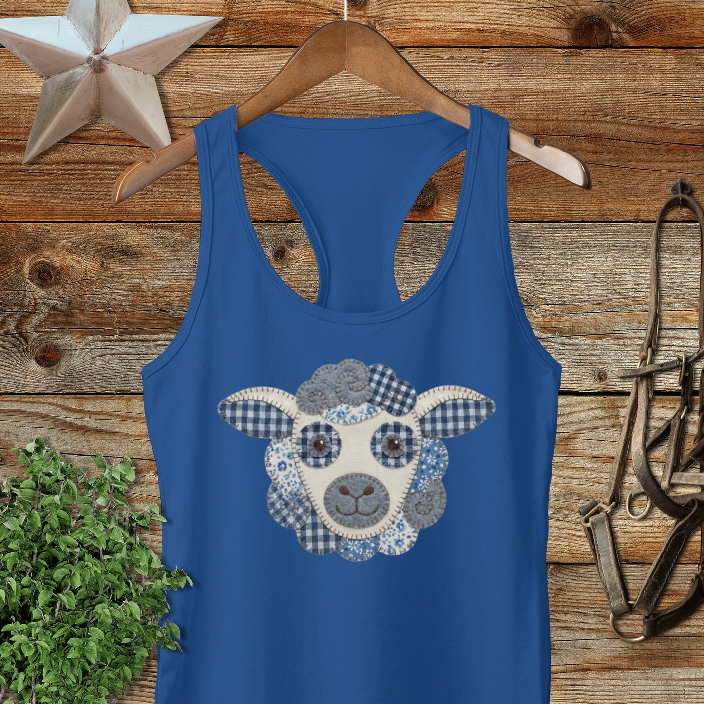 Faux Patchwork Sheep Racerback Tank