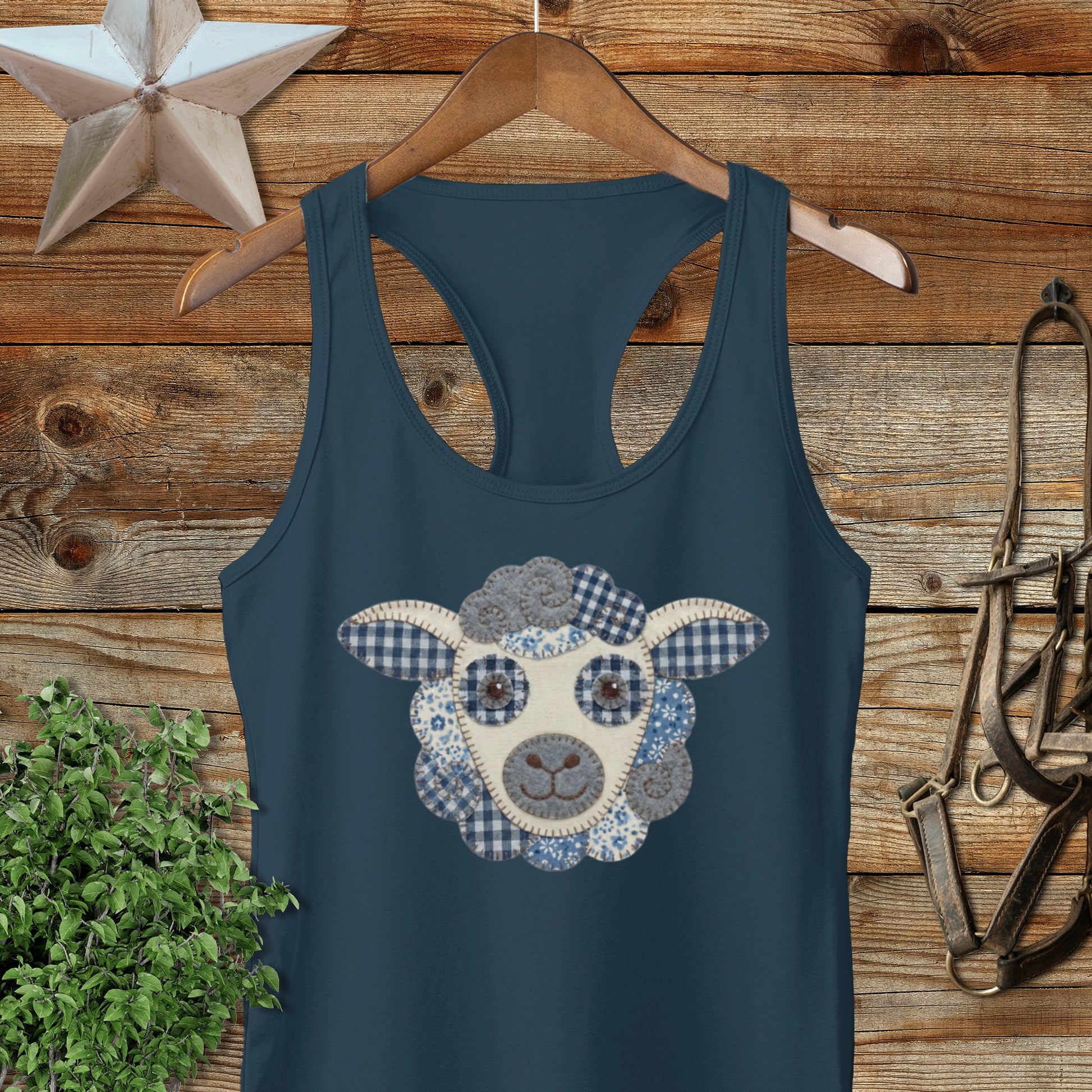Faux Patchwork Sheep Racerback Tank