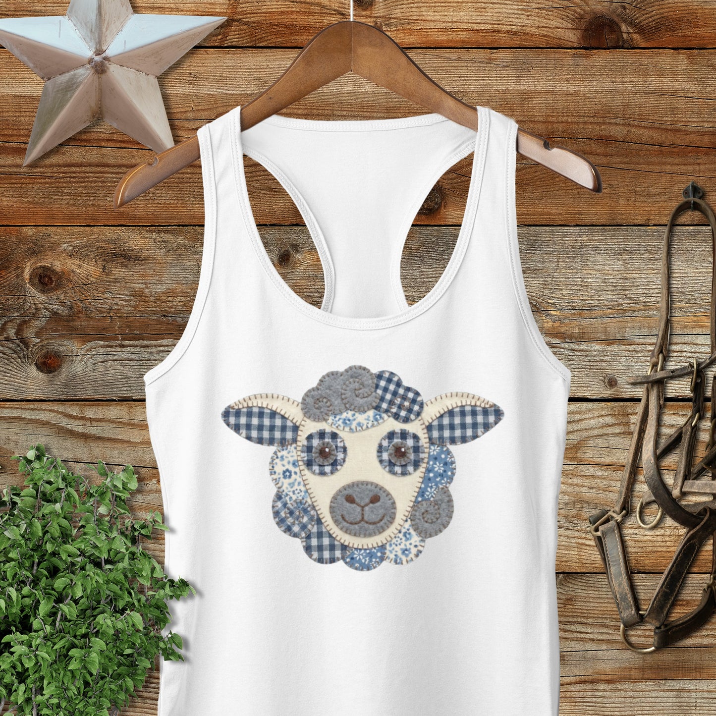 Faux Patchwork Sheep Racerback Tank