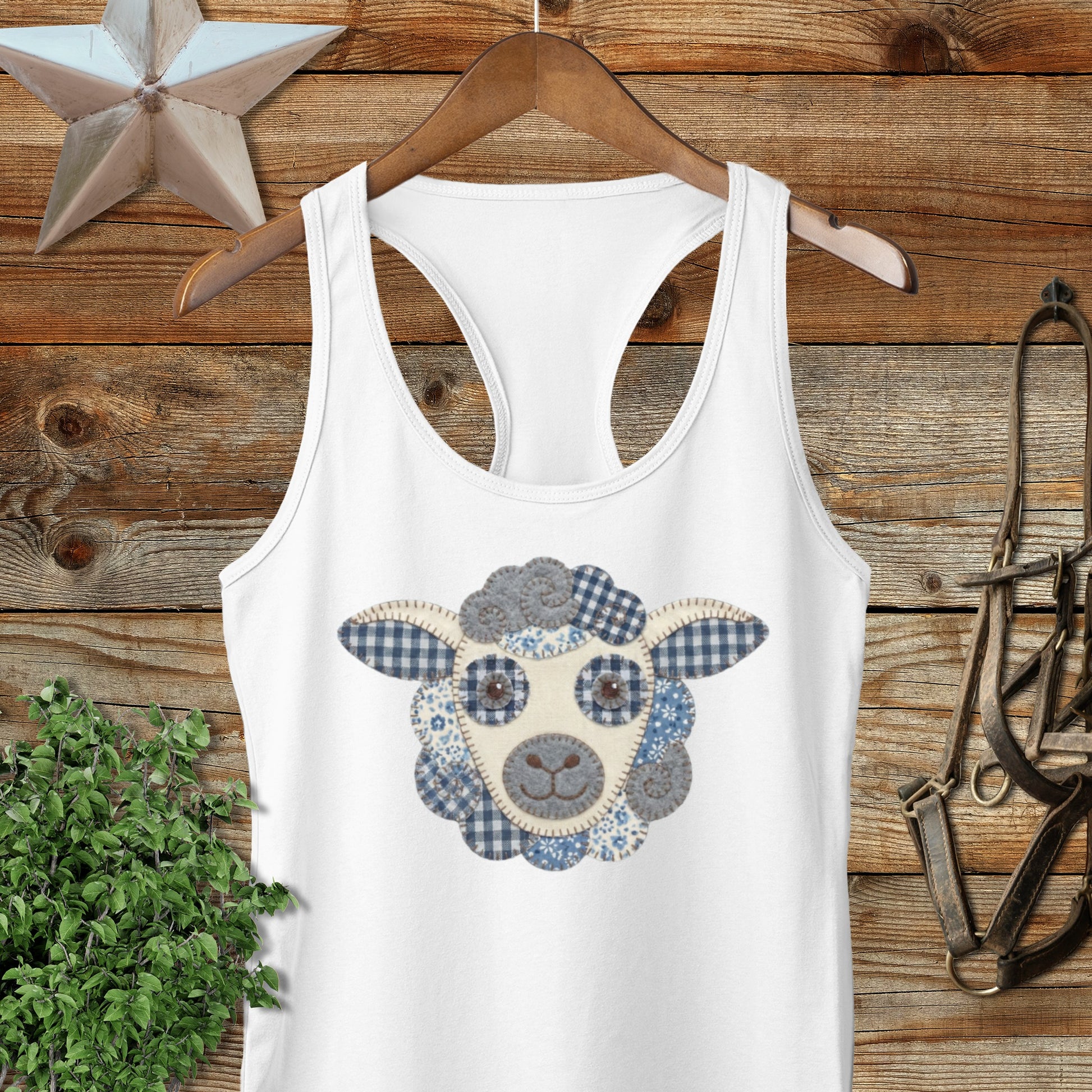 Faux Patchwork Sheep Racerback Tank