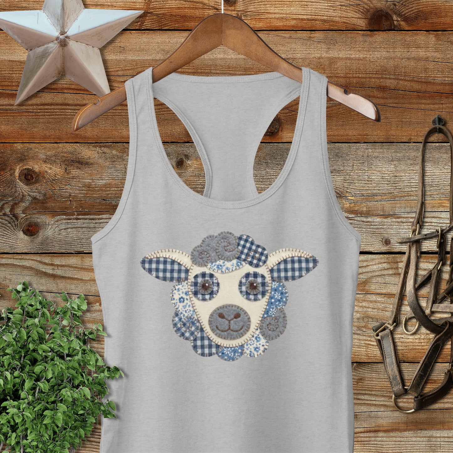Faux Patchwork Sheep Racerback Tank