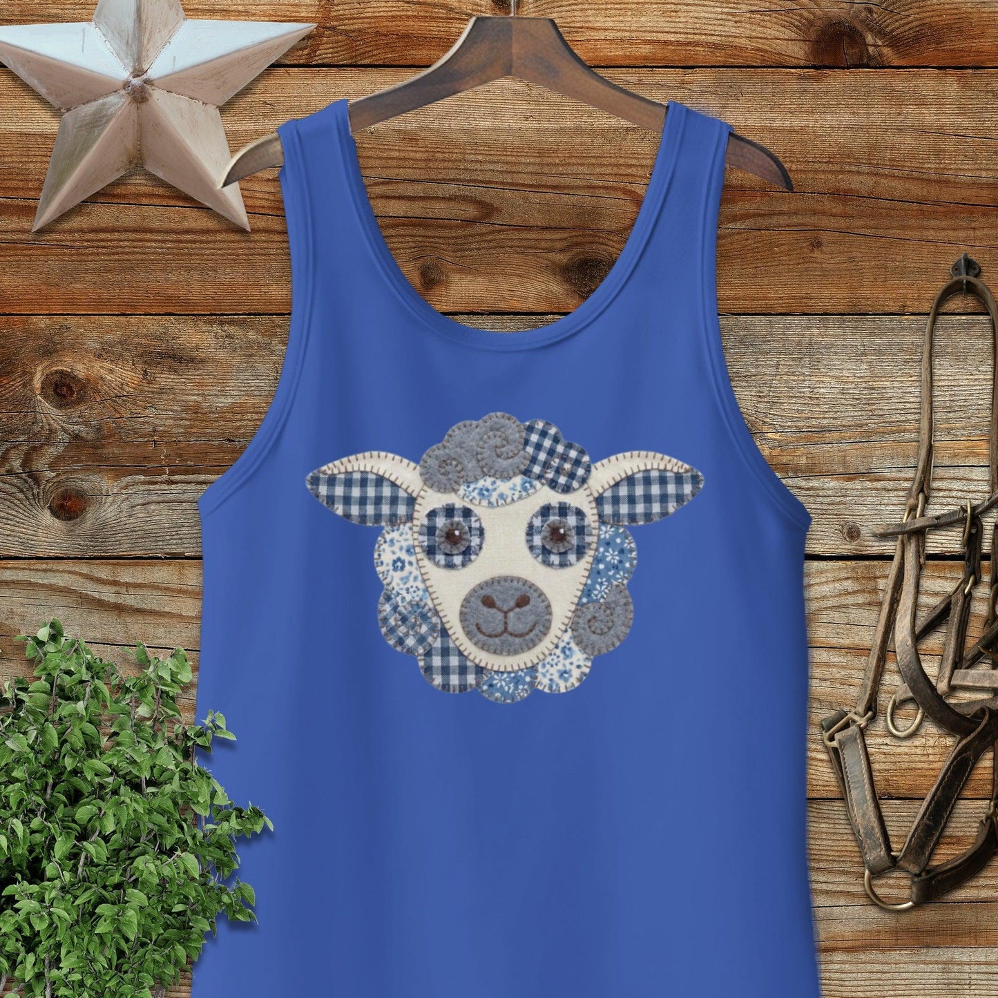 Faux Patchwork Sheep Tank Top